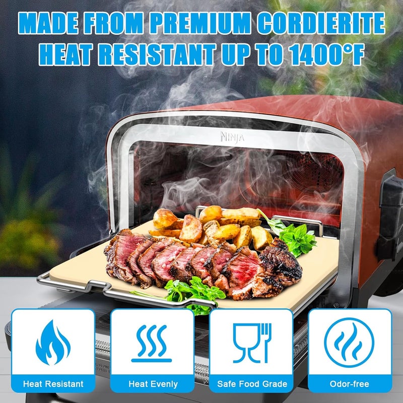 Outspark Pizza Stone with Rack for Ninja Woodfire OO101 8 in 1 Outdoor Pizza Oven, Baking Stone Set for Oven and Grill Cooking, Pizza Oven Accessories for Ninja OO100 Series - Image 4